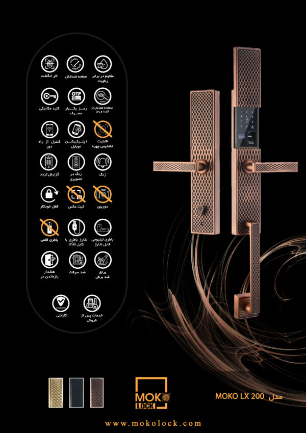 دستگیره و قفل هوشمند دیجیتال موکولاک MOKO LX200